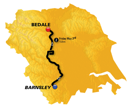 Map of Stage 2, Tour de Yorkshire 2019