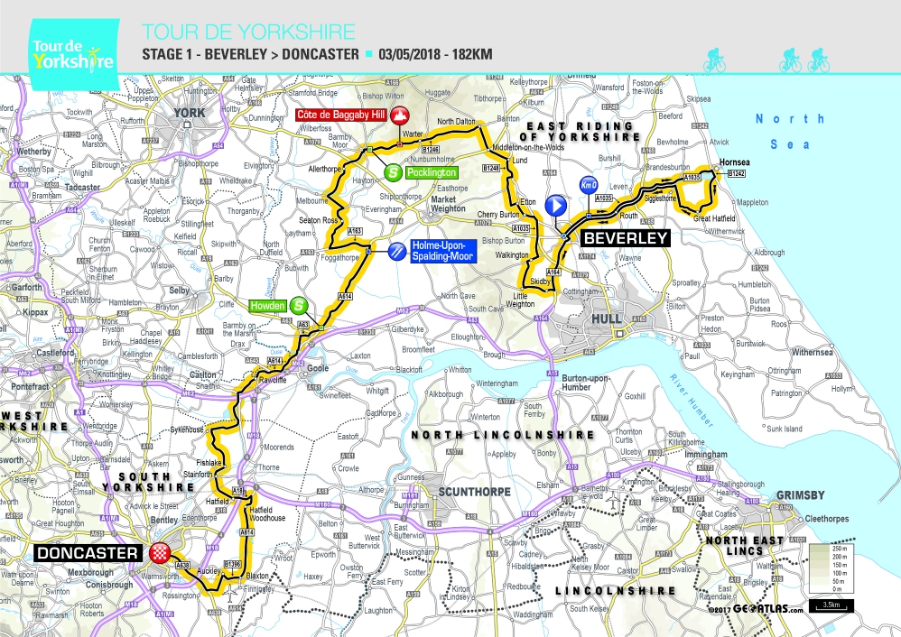 Map of Stage 1, Tour de Yorkshire 2018 Map of Stage 1, Tour de Yorkshire 2018