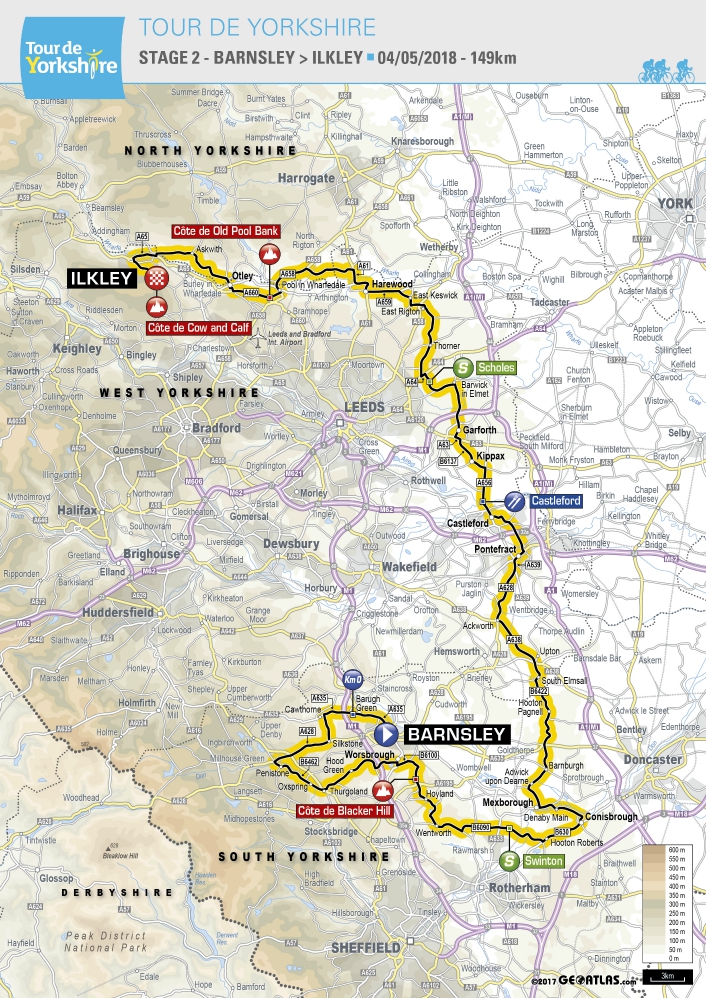 Map of Stage 2, Tour de Yorkshire 2018 Map of Stage 2, Tour de Yorkshire 2018