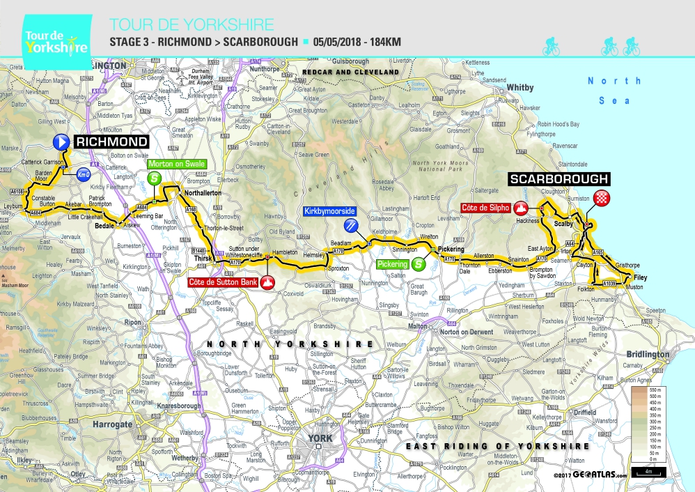 Map of Stage 3, Tour de Yorkshire 2018