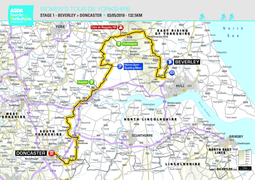 Women's Stage 1, Tour de Yorkshire 2018 map Women's Stage 1, Tour de Yorkshire 2018 map
