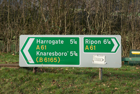 A61 Ripon-Harrogate sign