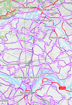 Arnhem and Nijmegen on OpenCycleMap