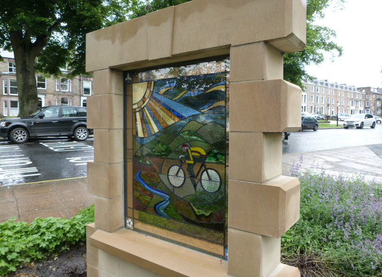 Tour de France stained glass in Harrogate by Caryl Hallett Tour de France stained glass in Harrogate by Caryl Hallett