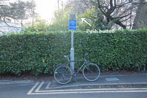 High horse push button on Coach Road, Harrogate