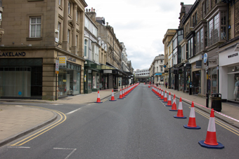 Pavement-widening, James St Harrogate