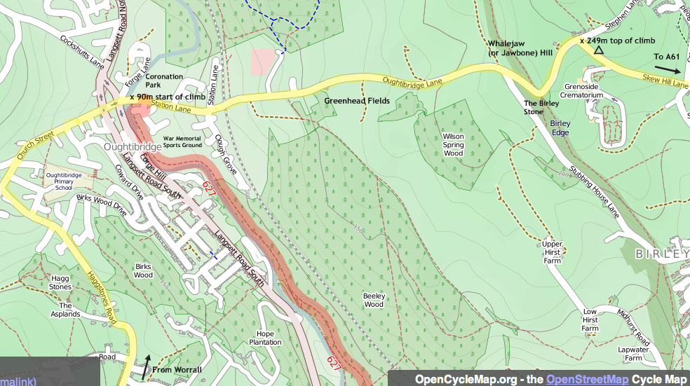 Cote d' Oughtibridge (Jawbone Hill) Tour de France map Cote d' Oughtibridge (Jawbone Hill) Tour de France map