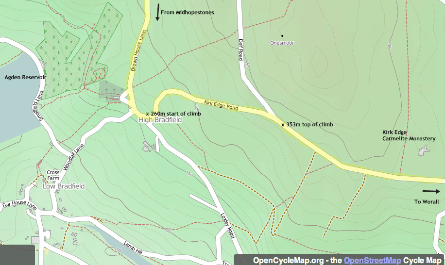 Côte de Bradfield Tour de France map Côte de Bradfield Tour de France map