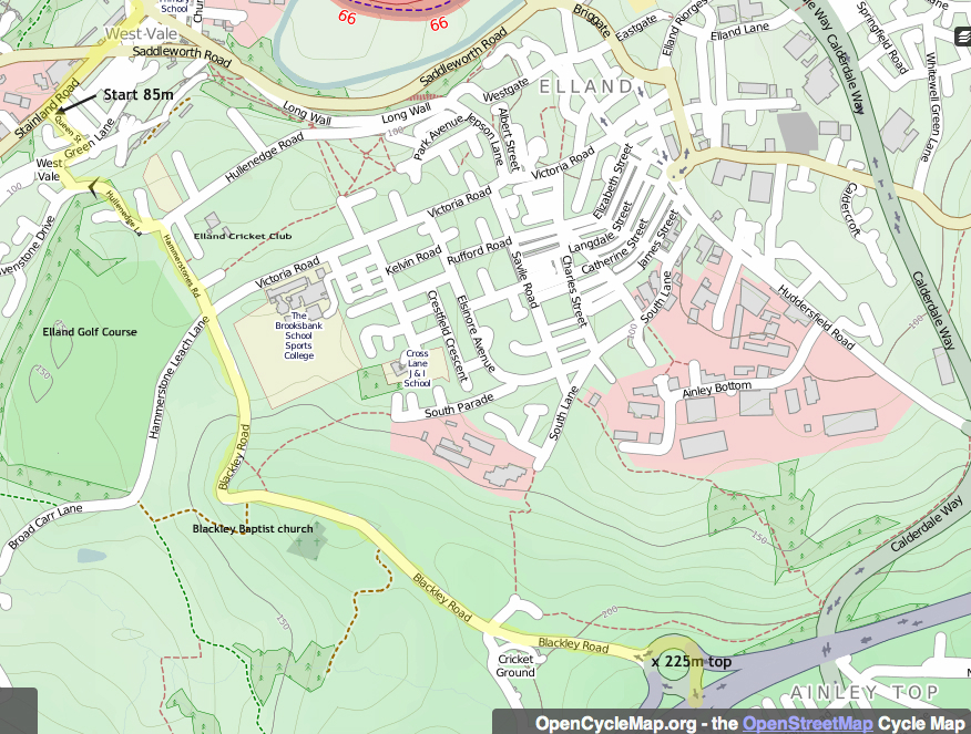 Map of Cote de Greetland Tour de France climb Map of Cote de Greetland Tour de France climb