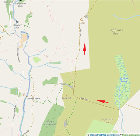 Map showing Dale Edge, Nidderdale