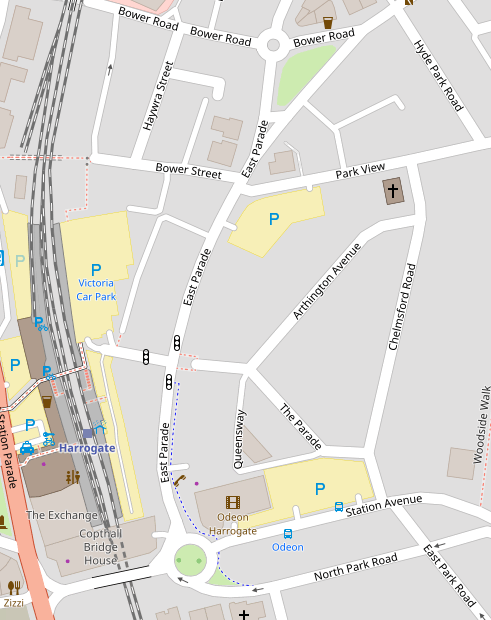Map showing East Parade, Harrogate Map showing East Parade, Harrogate