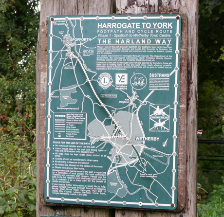 Map of Harland Way on sign in Spofforth