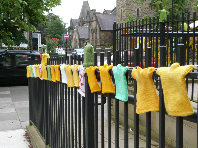 Tour de France bunting outside Harrogate Library Tour de France bunting outside Harrogate Library