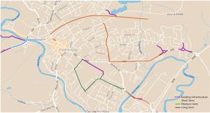 Map showing Knaresborough cycle route priorities