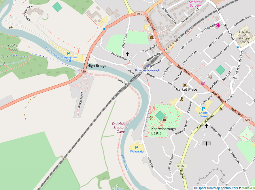 Map of the centre of Knaresborough Map of the centre of Knaresborough