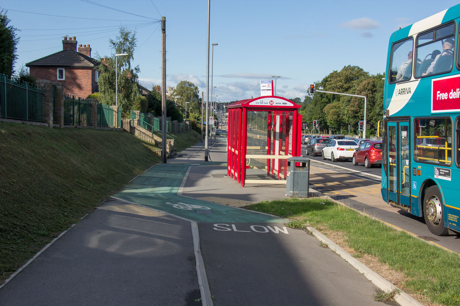 Leeds Bradford cycle superhighway, floating bus stop