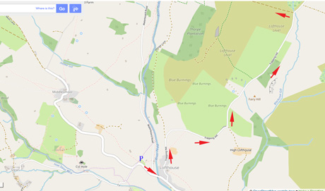 Map showing Lofthouse and Trapping Hill