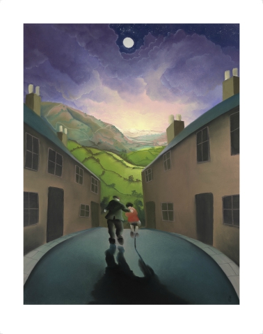Riding with Grandad, a painting by Mackenzie Thorpe