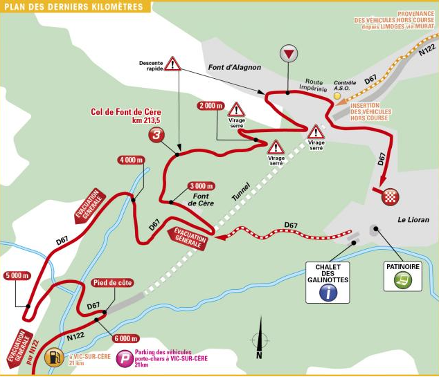 Map of finish of Stage 5 in le Lorian