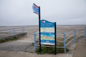 Way of the Roses sign on Morecambe Promenade