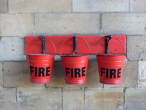 Fire buckets at Pickering Station