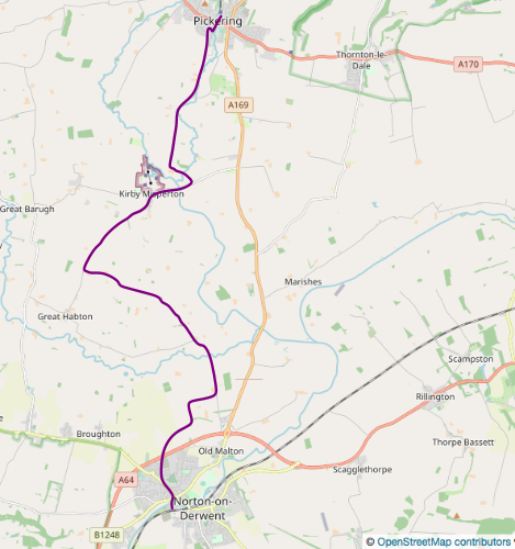 Malton to Pickering Cycle Route overview map
