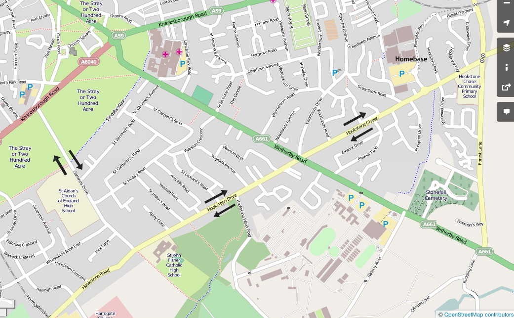 Map showing Oatlands Drive, Hookstone Drive & Hookstone Chase Map showing Oatlands Drive, Hookstone Drive & Hookstone Chase