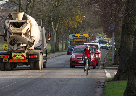 Cycling on Otley Road, Harrogate