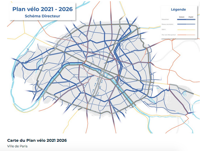 Paris, Carte du Plan Vélo