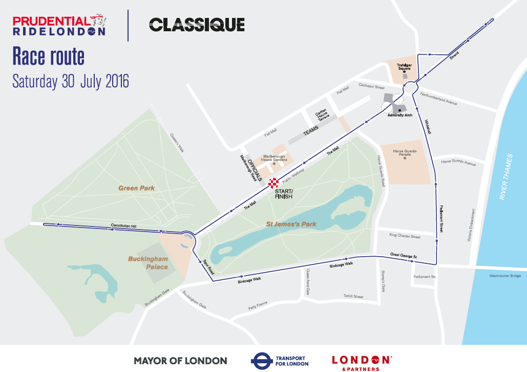 RideLondon 2016 Classique route map