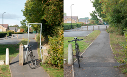 Rossett Drive barrier before and after