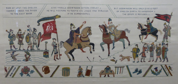 Stamford Bridge Tapestry, crossing the bridge and parley