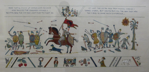 Stamford Bridge Tapestry, Tostig picks up Hardrada's banner