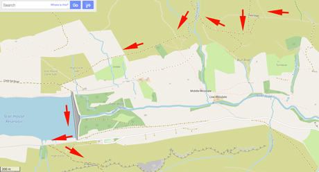 Map showing Scarhouse reservoir