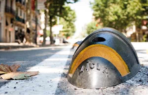 'Armadillo' cycle lane separators made by Zicla in Spain