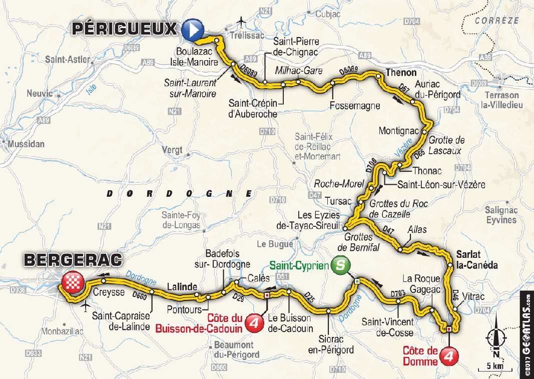 Map of Stage 10 TDF 2017