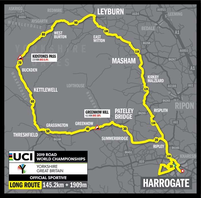 UCI 2019 sportive - long route map